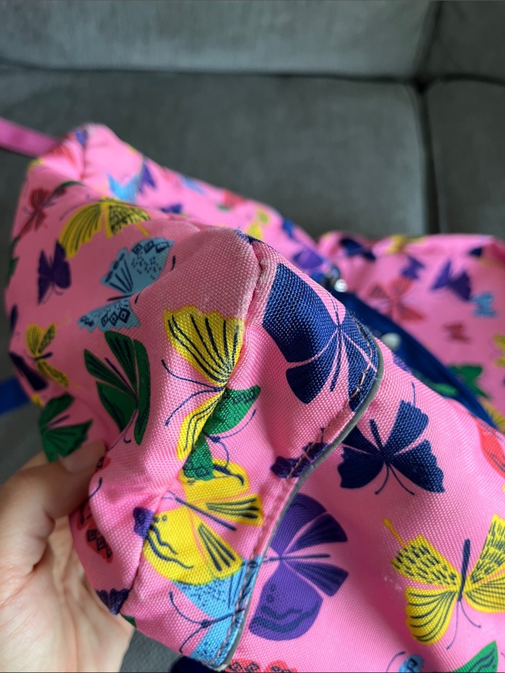 Hanna Andersson Kids Butterfly Print Pink & Blue Backpack - Picture 10 of 11